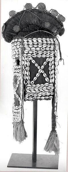 Helmet Mask (Bede), Cotton cloth, thread, cowrie shells, fiber, pigment, Dogon peoples 