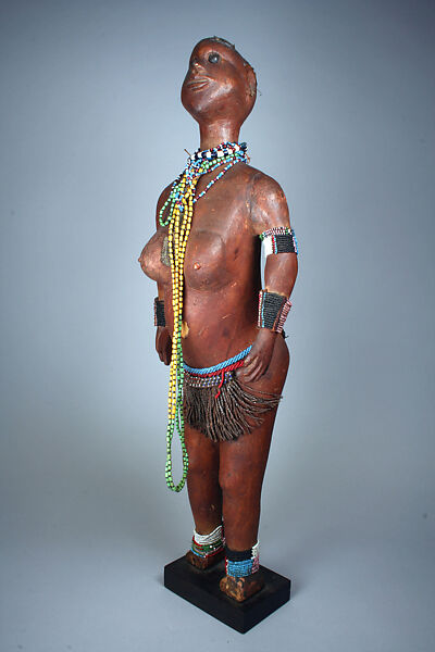 Figure: Female, Wood, beads. fiber, Sotho peoples, Pedi group 