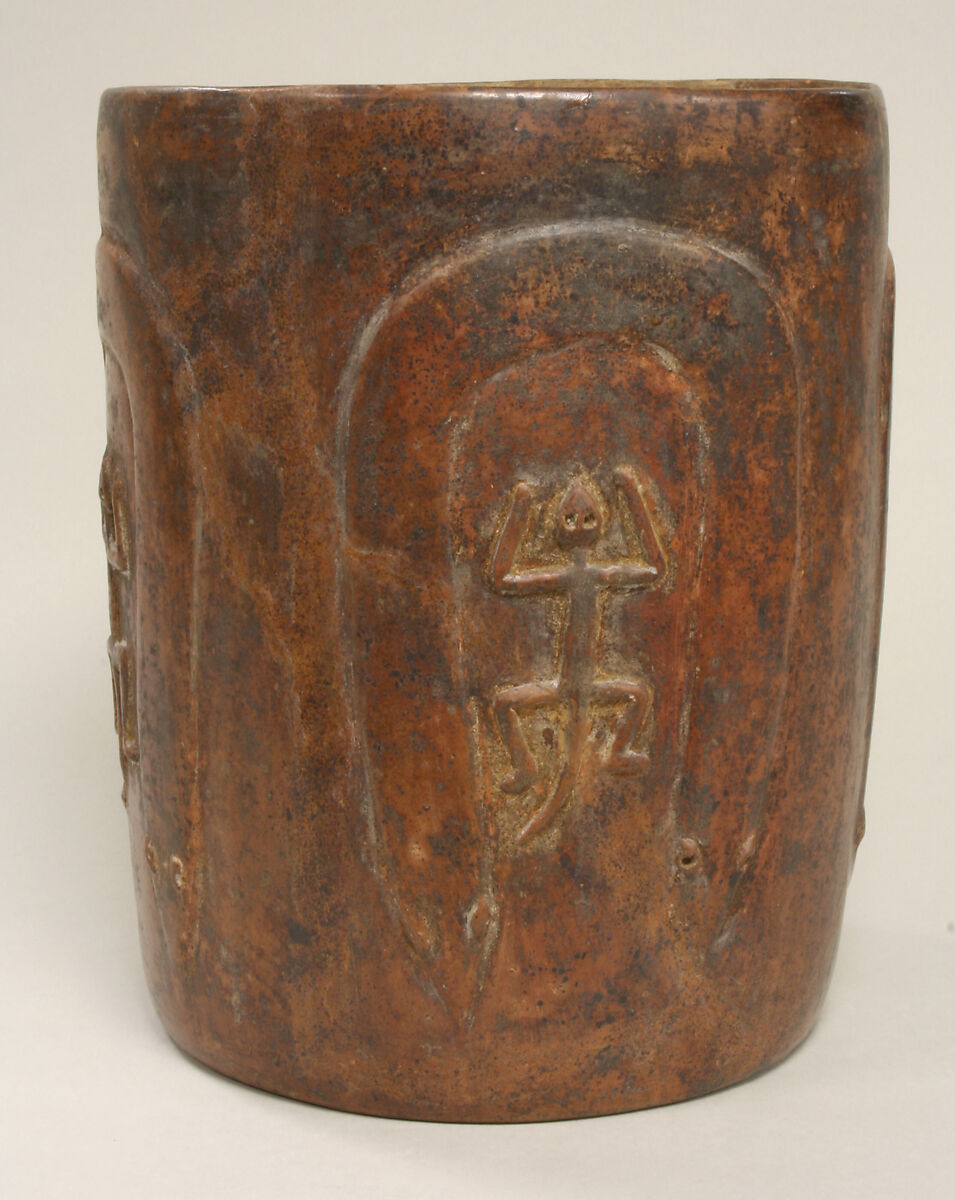 Cylindrical Vessel, Ceramic, slip, pigment, Colima 
