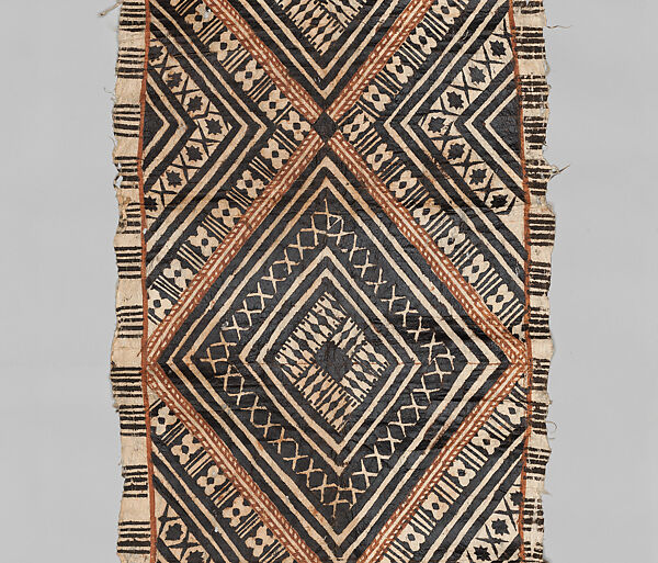 Painted Barkcloth (Masi kesa), Barkcloth, pigment, Fijian