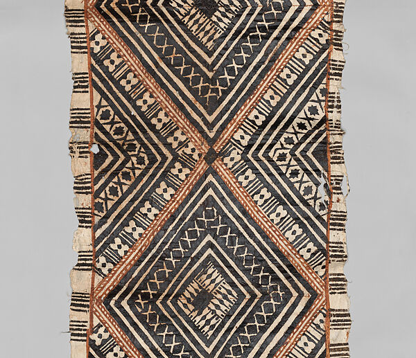 Painted Barkcloth (Masi kesa), Barkcloth, pigment, Fijian