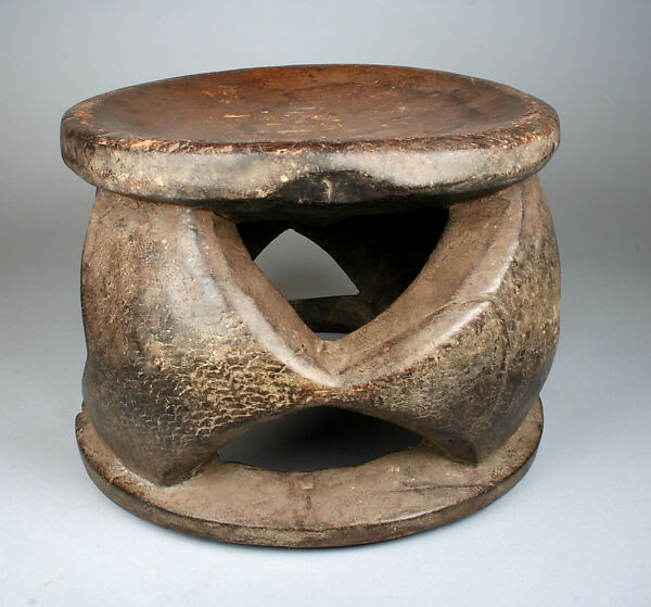 Stool: Openwork Base, Wood, Democratic Republic of Congo 