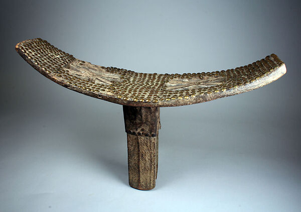 Stool, Wood, brass, metal, Democratic Republic of Congo 