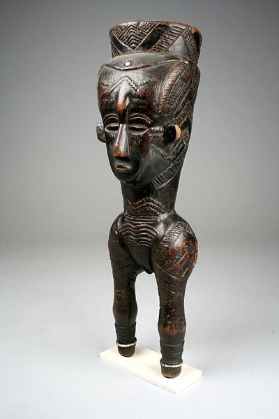 Vessel: Female Figure, Wood, metal, Kuba peoples 