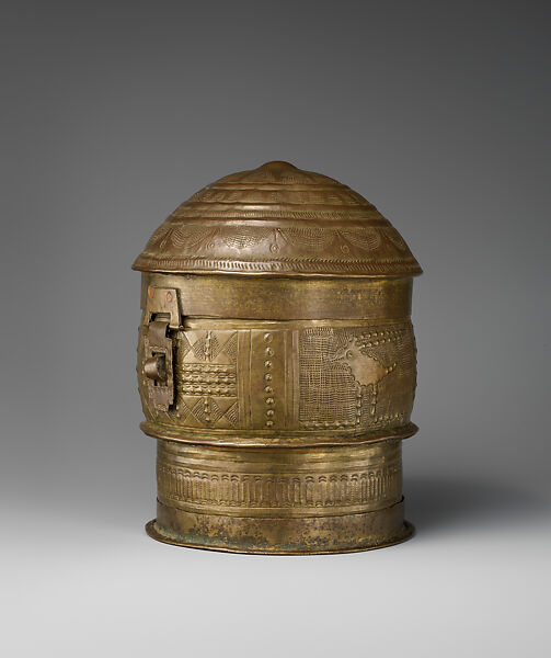 Lidded Vessel (Forowa), Brass (hammered), Asante 