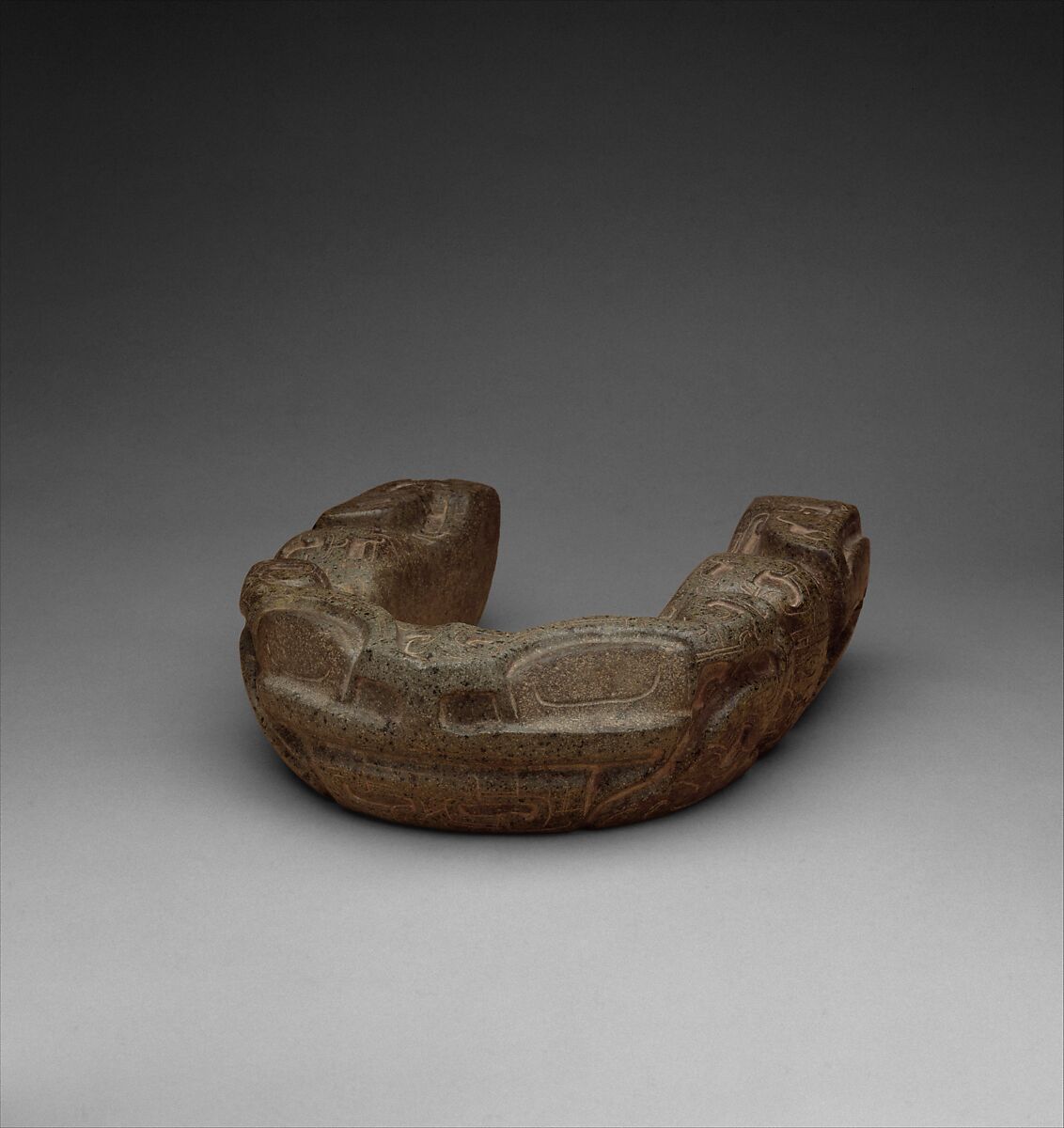 Frog yoke, Classic Veracruz artist(s), Greenstone, pigment (probably hematite), Veracruz