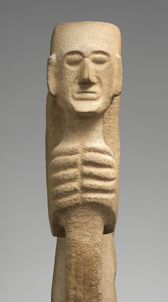 Agricultural deity with digging stick, Huastec artist(s), Sandstone, Huastec