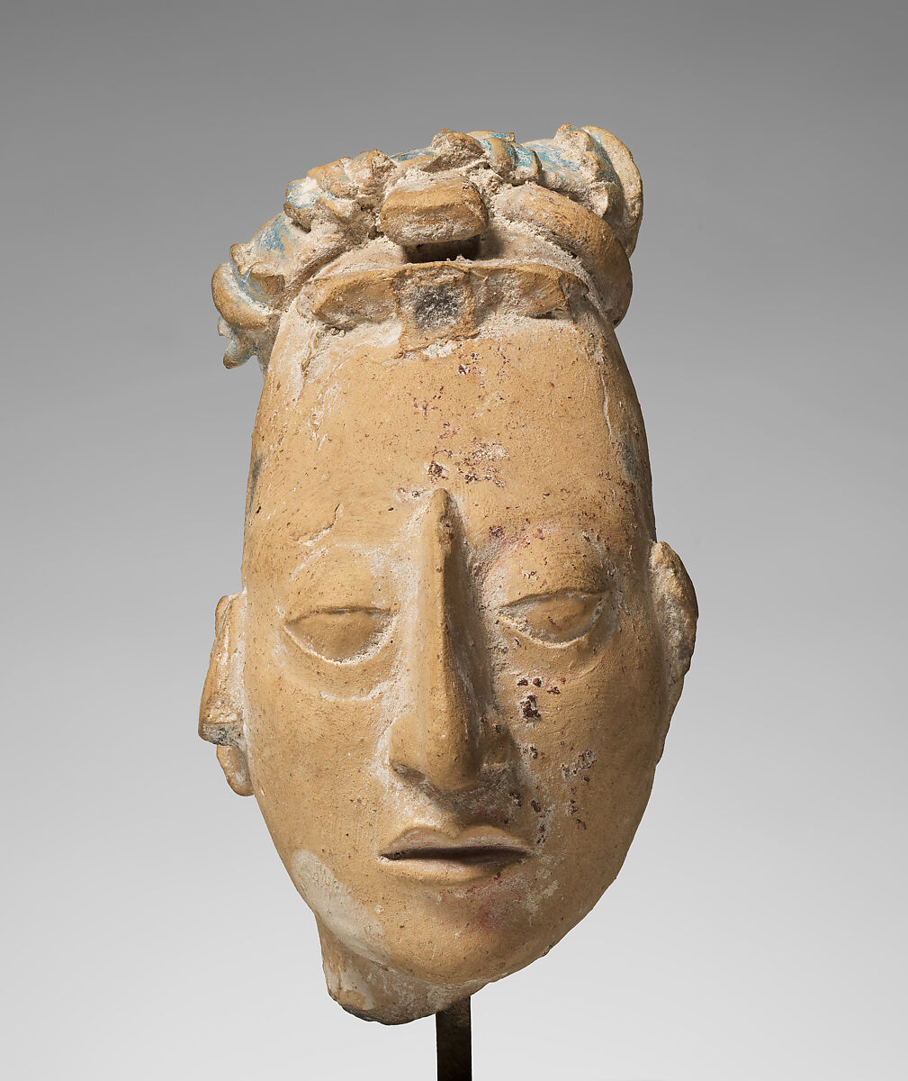 Head from a Figure, Ceramic, Maya 