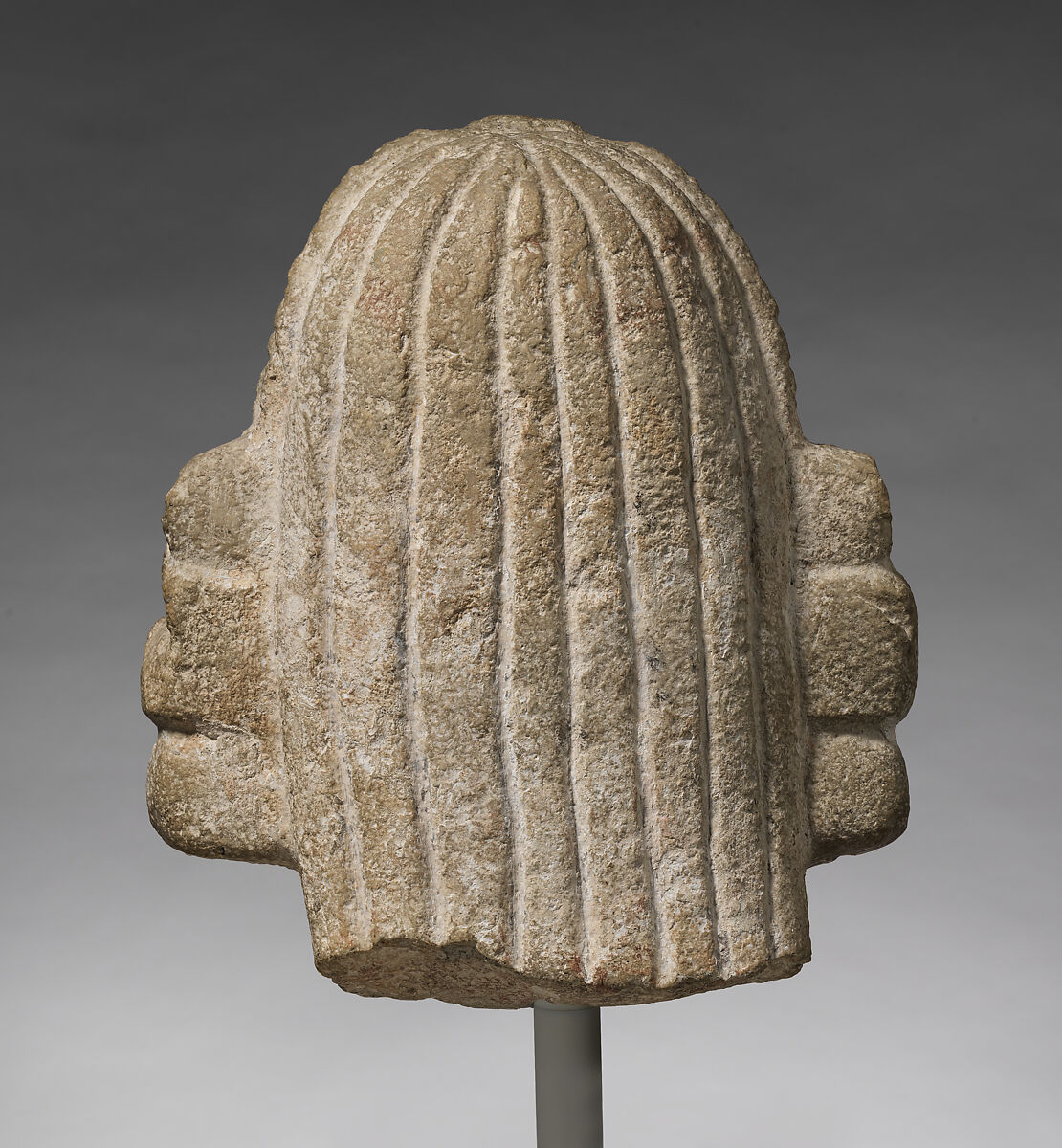 Head of a Rain God, Fossiliferous limestone, Maya