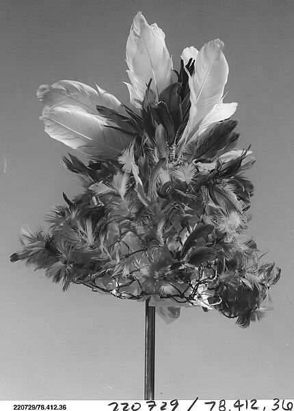 Feathered Cap, Feathers, grass, vegetable fiber, Caraja