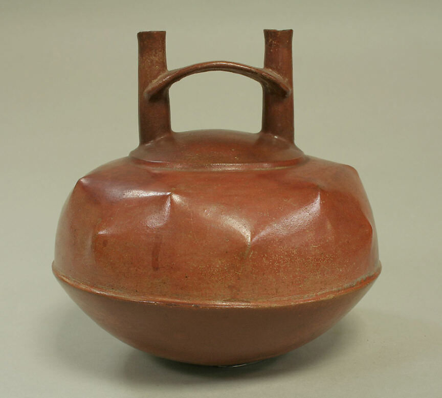 Double Spout Bottle, Ceramic, slip, Topará 