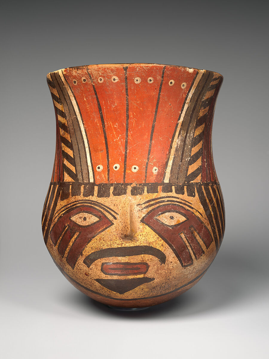 Head jar, Nasca artist(s), Ceramic, slip, Nasca 