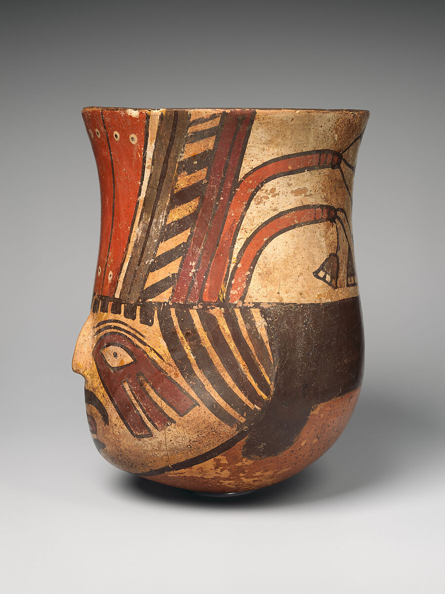 Head jar, Nasca artist(s), Ceramic, slip, Nasca