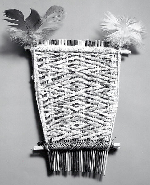 Comb with Feathers, Wood, cotton string, fiber, paint, feathers, Carajá 