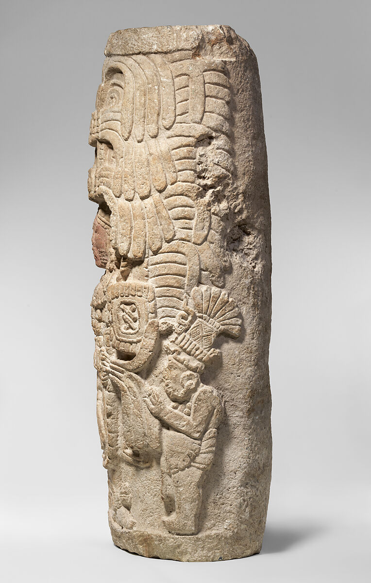 Column, Maya artist(s), Limestone, pigment, Maya