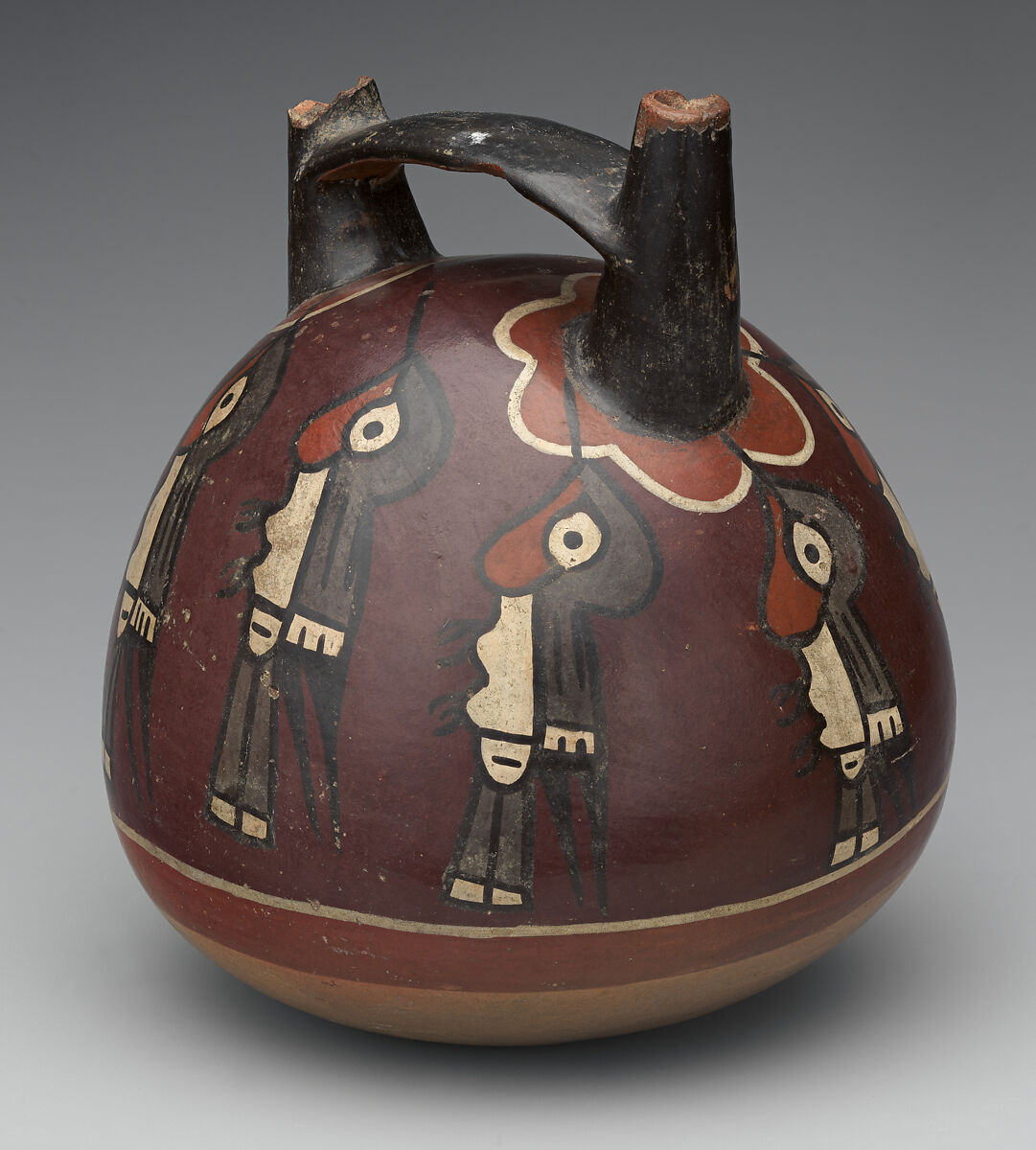 Bottle with hummingbirds, Nasca artist(s), Ceramic, slip, Nasca 