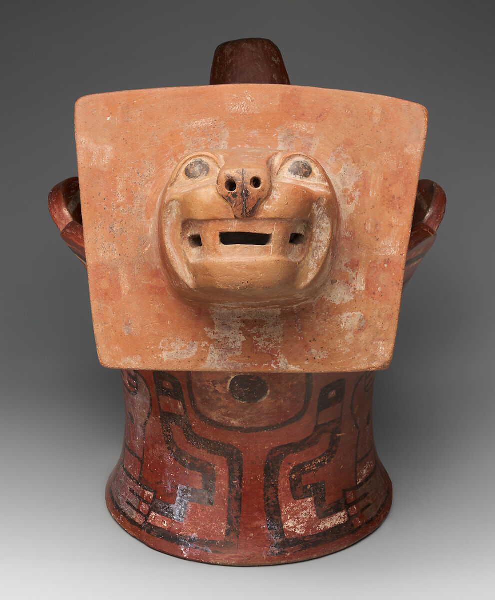 Incense burner with feline head, Tiwanaku artist(s), Ceramic, slip, Tiwanaku