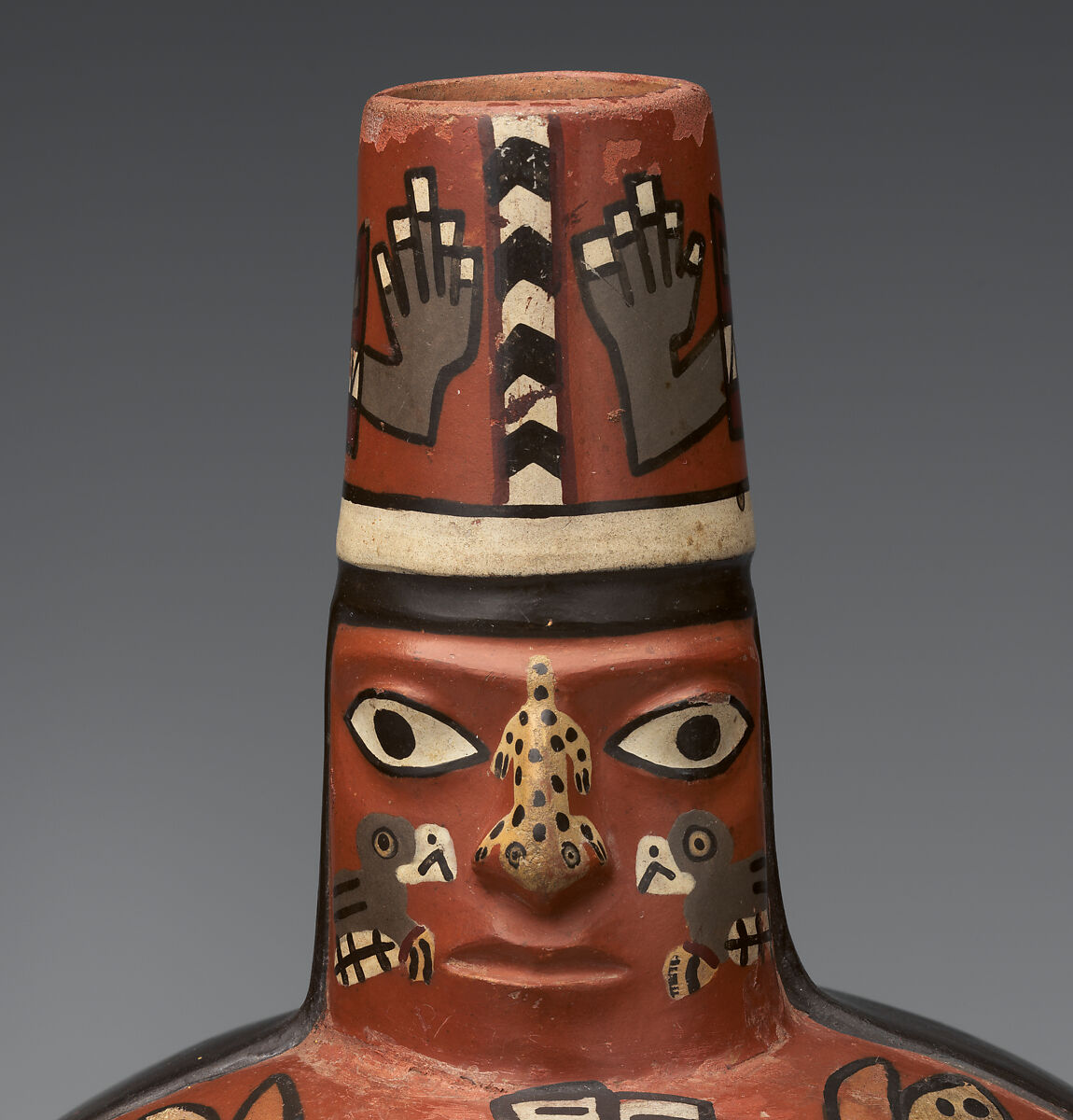 Bottle with deity, Wari artist(s), Ceramic, slip, Wari