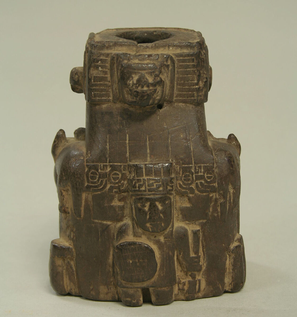 Figure Lime Container, Wood, pigment, Wari