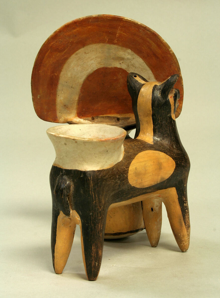 Herder with llama, Recuay artist(s), Ceramic, slip, Recuay
