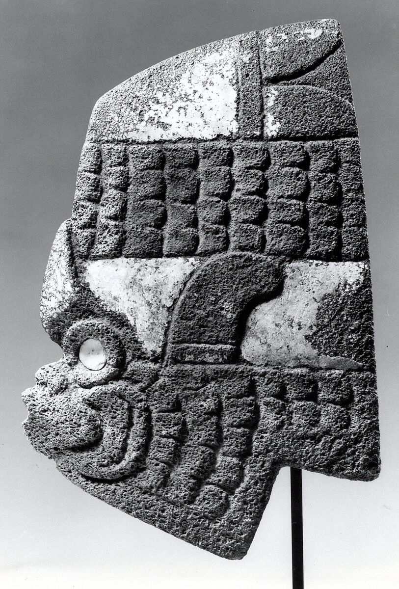 Fish hacha, Classic Veracruz artist(s), Stone, shell, traces of plaster, pigment, Classic Veracruz
