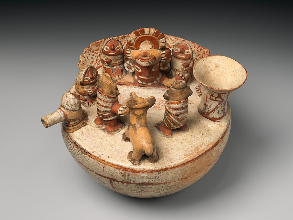 Vessel with ritual scene, Recuay artist(s), Ceramic, slip, Recuay