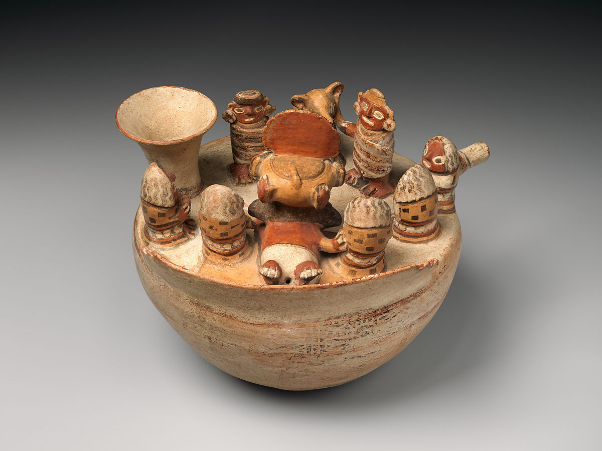 Vessel with ritual scene, Recuay artist(s), Ceramic, slip, Recuay