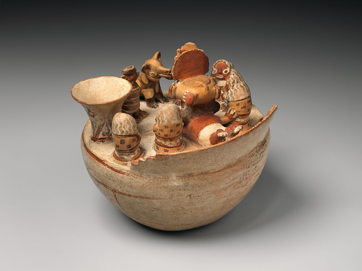 Vessel with ritual scene, Recuay artist(s), Ceramic, slip, Recuay