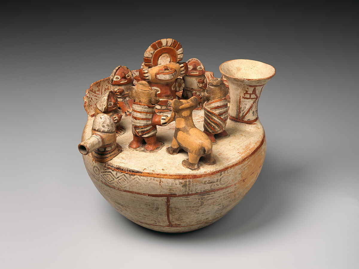 Vessel with ritual scene, Recuay artist(s), Ceramic, slip, Recuay 