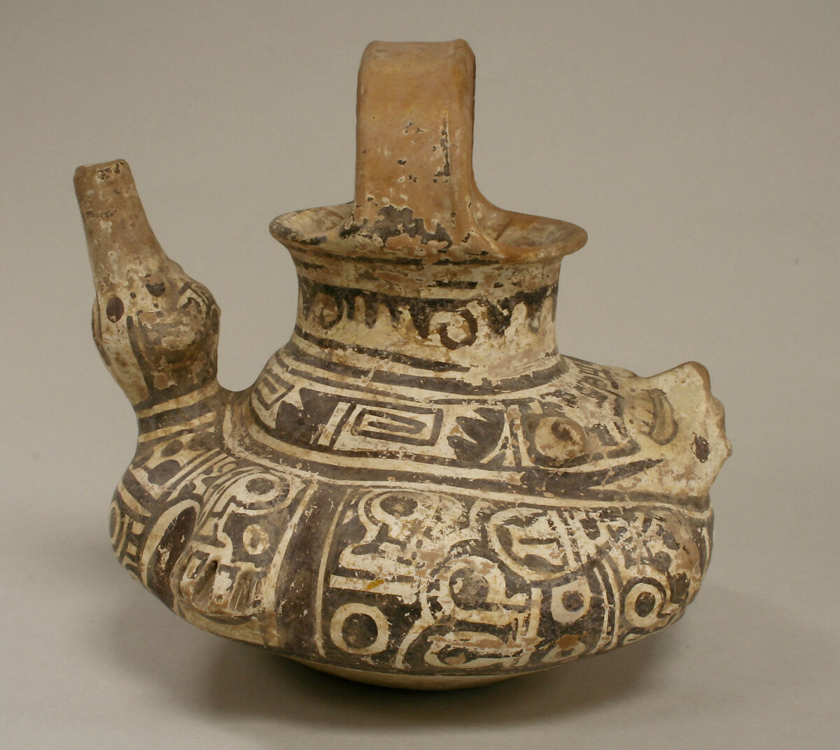 Painted Animal Vessel, Ceramic, slip, pigment, Huastec 