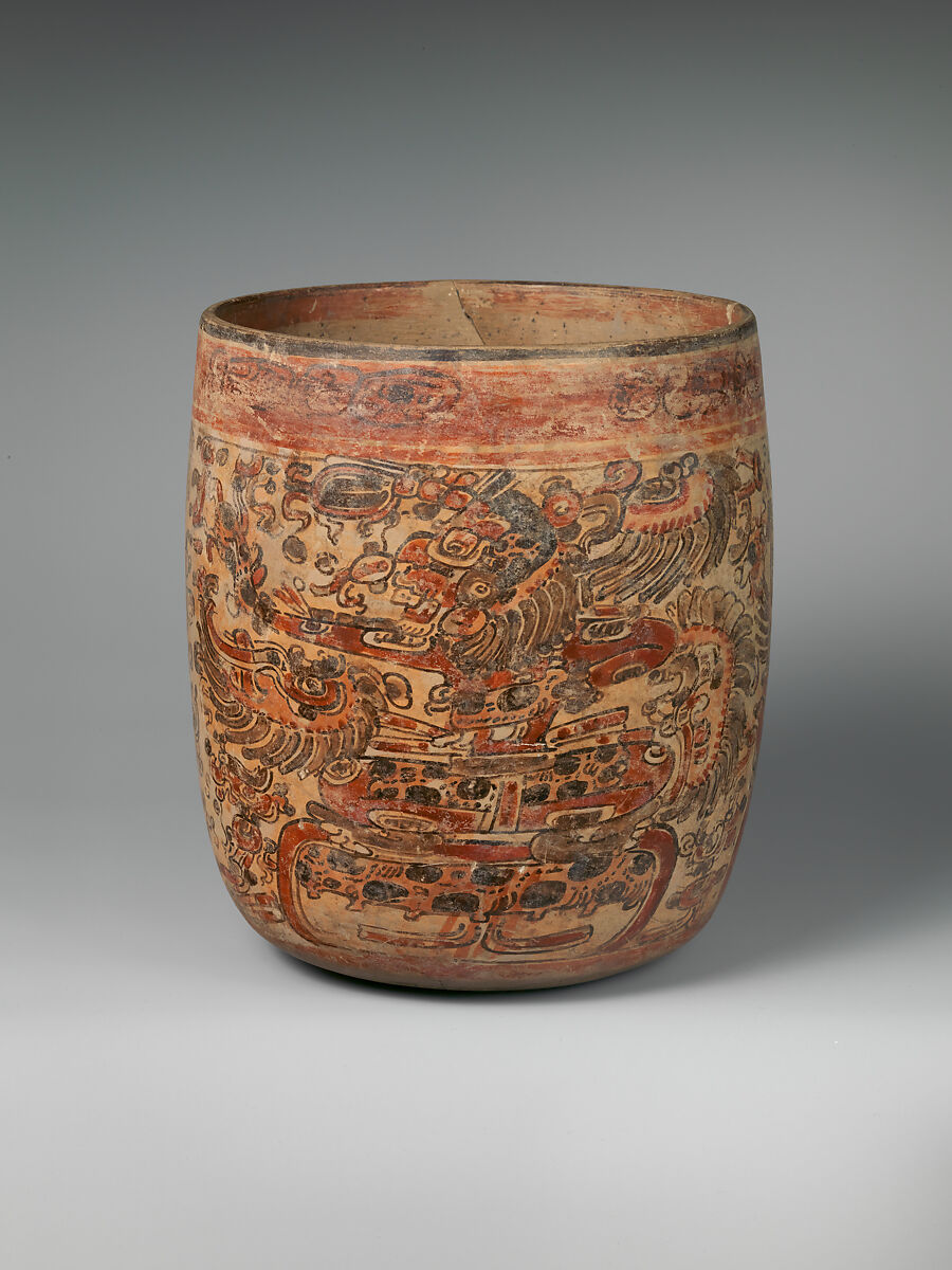 Vessel, Seated Deities, Ceramic, Maya 