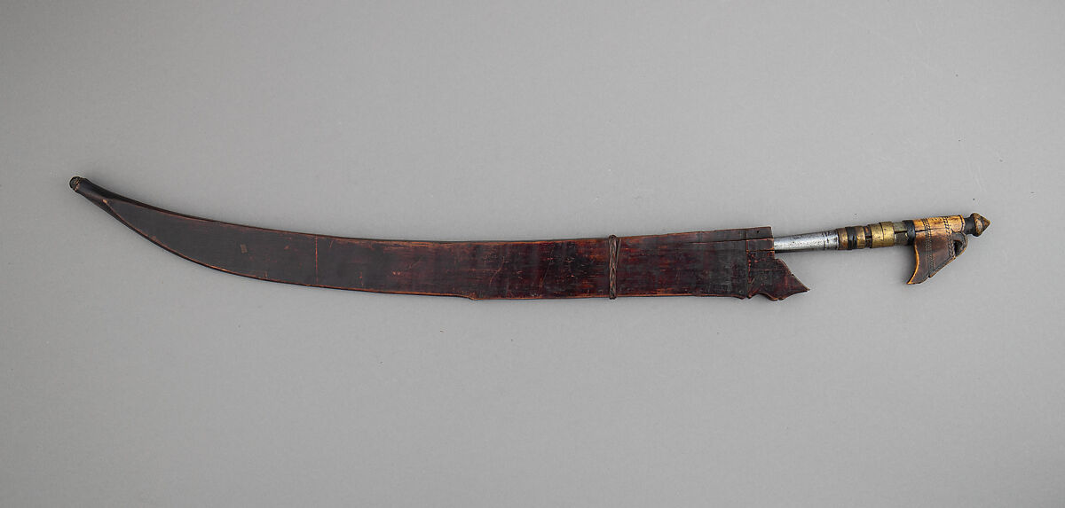 Sword (Niabor) with Scabbard, Wood, bone, steel, Bornean