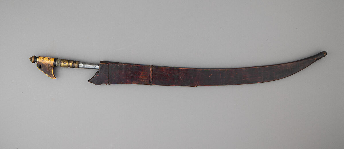 Sword (Niabor) with Scabbard, Wood, bone, steel, Bornean