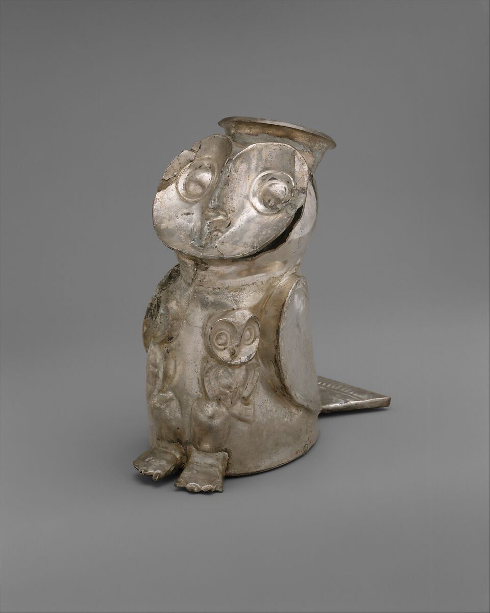 Owl-shaped vessel, Chimú artist(s), Silver, Chimú 