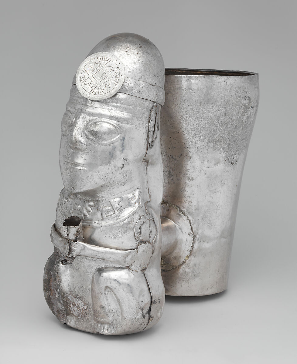Double-chambered vessel, Chimú artist(s), Silver, Chimú 