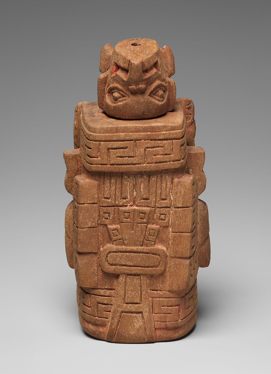 Lime container, Wari artist(s), Wood, pigment, Wari