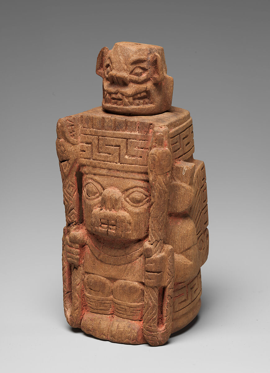 Lime container, Wari artist(s), Wood, pigment, Wari