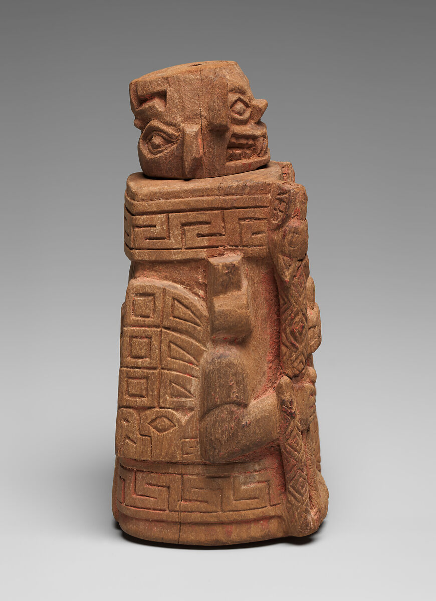 Lime container, Wari artist(s), Wood, pigment, Wari