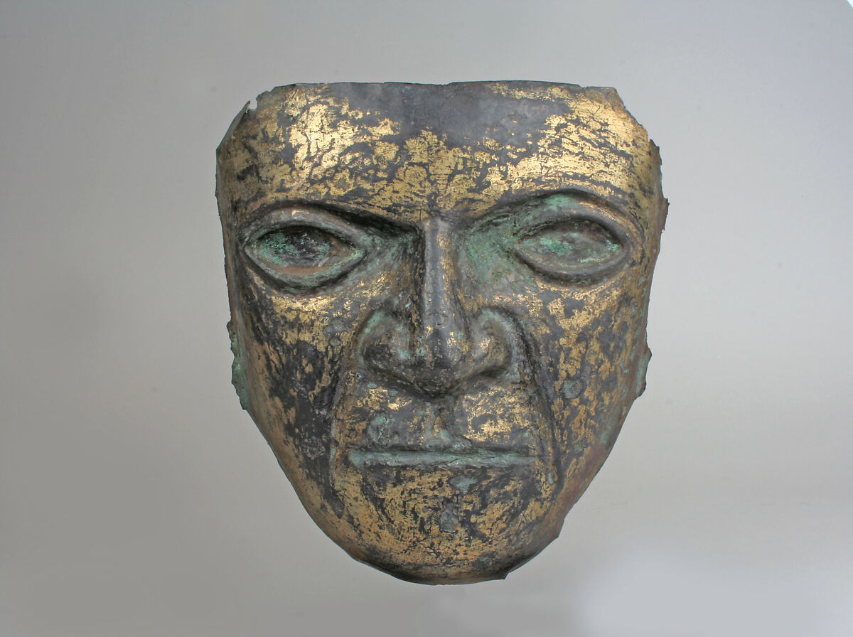 Mask, Copper, gilt, Moche 