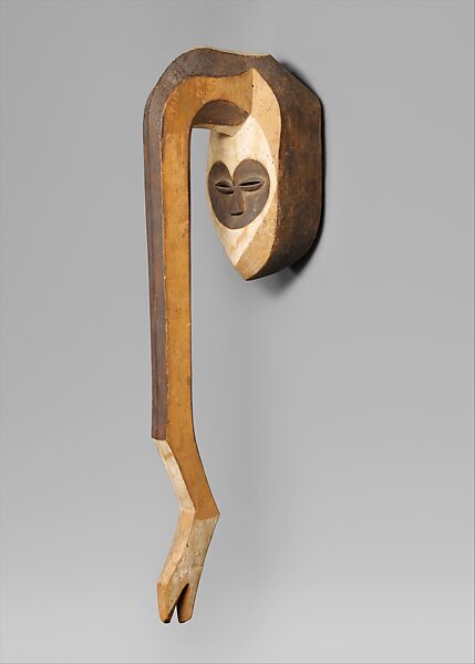 Beete Mask: Elephant (Zok), Wood, pigment, kaolin, Kwele peoples 