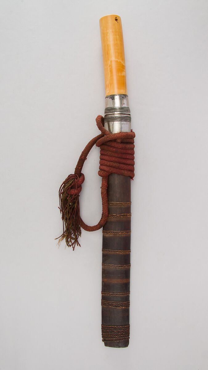 Sword (Dha) with Scabbard and Baldric, Ivory, silver, wood, Burmese