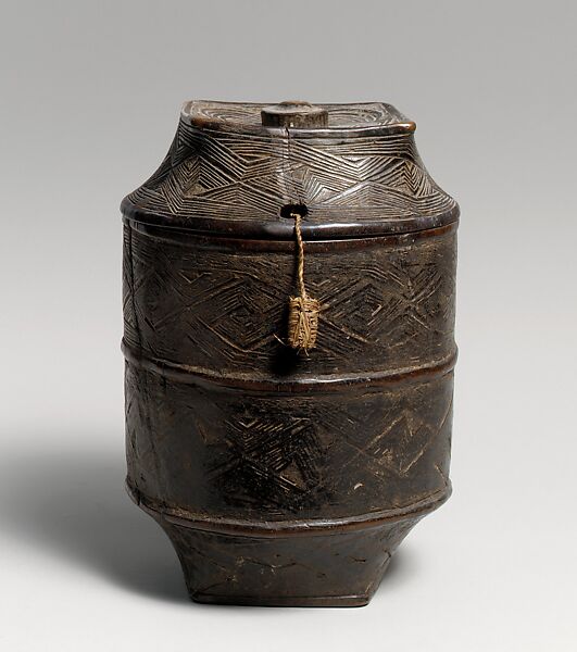 Vessel: Lidded, Wood, camwood powder, palm oil, Kuba peoples, Mbala group 