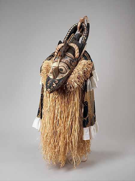 Mask (Banda), Wood, paint; raffia and textile attachments reconstructed 1995, Nalu peoples 