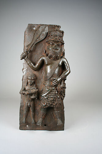Plaque with Ìyàsẹ́ (Royal Commander) and Attendant