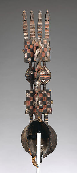 Bayiri (elderly female spirit) plank mask, Bwa or Nuna(?) blacksmith, Ceiba(?) wood, pigment, fiber, Bwa or Nuna (?)