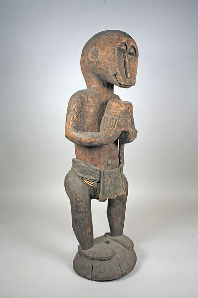 Monkey Figure for Mbra, Wood, cotton, cane, iron, bronze, Baule peoples 