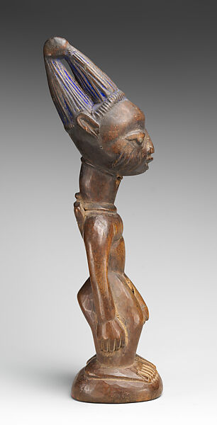 Twin Figure: Male (Ibeji), Obembe Alaiye (Nigerian, Ekiti region), Wood, blueing, nails, Yoruba peoples