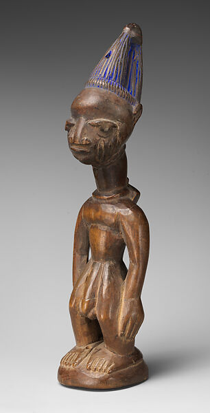 Twin Figure: Male (Ibeji), Obembe Alaiye (Nigerian, Ekiti region), Wood, blueing, nails, Yoruba peoples