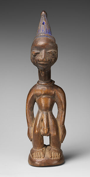 Twin Figure: Male (Ibeji), Obembe Alaiye (Nigerian, Ekiti region), Wood, blueing, nails 