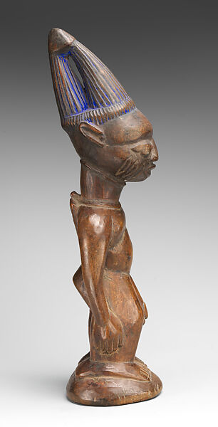 Twin Figure: Male (Ibeji), Obembe Alaiye (Nigerian, Ekiti region), Wood, blueing, nails, Yoruba peoples